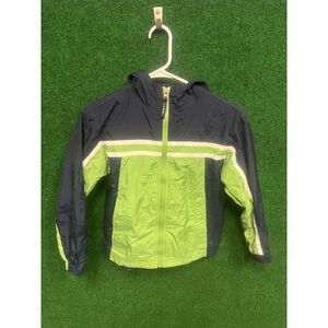 LL Bean Kids Youth Small Blue & Lime Green Shell Jacket hooded UNISEX Ski